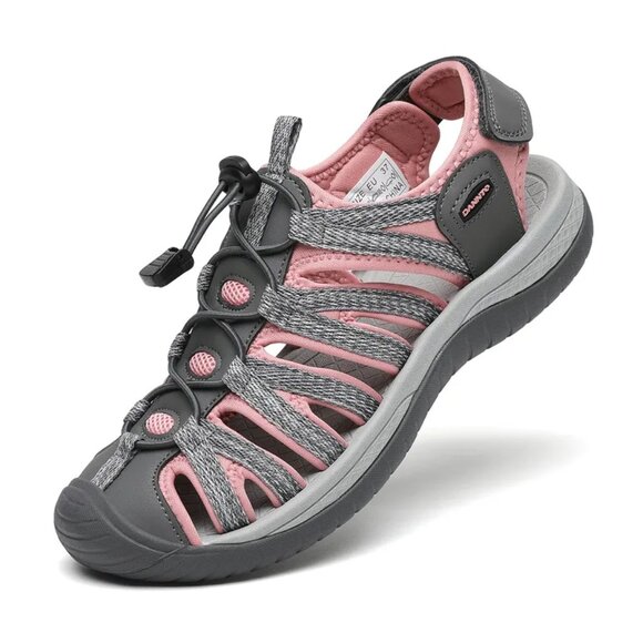 Dannto Women's US 6 Hiking Sandals Grey Pink Closed Toe Water Sandals Comfort At - Picture 1 of 6